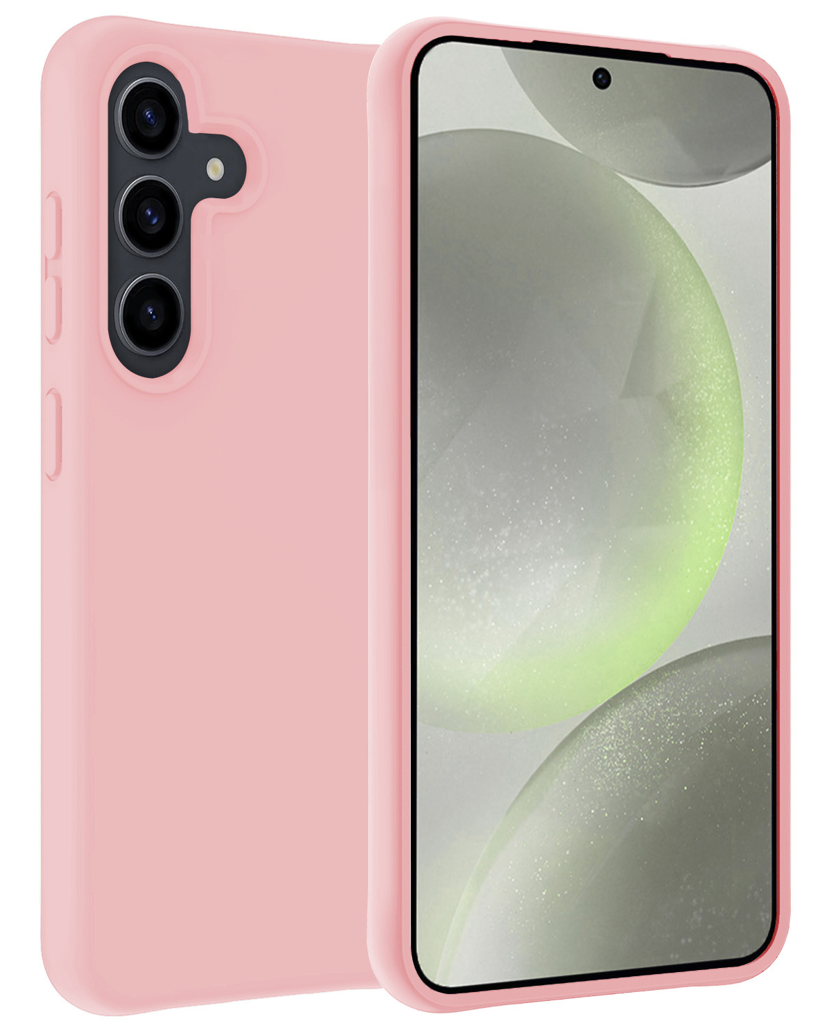 BASEY. Hoes Geschikt voor Samsung S24 Hoesje Siliconen Back Cover Case - Hoesje Geschikt voor Samsung Galaxy S24 Hoes Cover Hoesje - Lichtroze