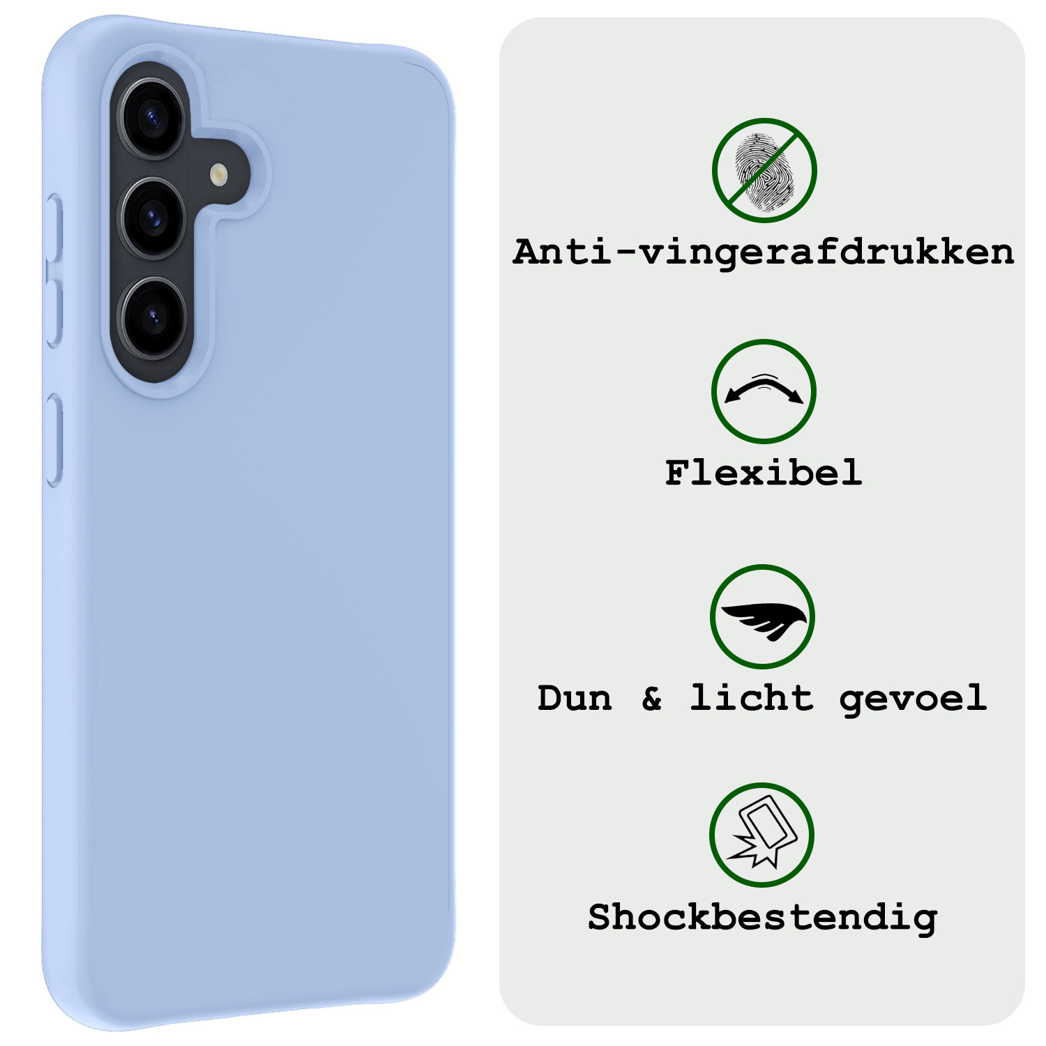 BASEY. Hoes Geschikt voor Samsung S24 Hoesje Siliconen Back Cover Case - Hoesje Geschikt voor Samsung Galaxy S24 Hoes Cover Hoesje - Lichtblauw