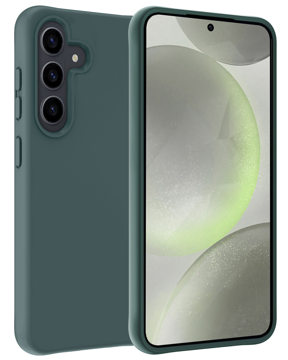 BASEY. Hoes Geschikt voor Samsung S24 Hoesje Siliconen Back Cover Case - Hoesje Geschikt voor Samsung Galaxy S24 Hoes Cover Hoesje - Donkergroen