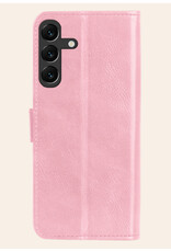 Nomfy Hoesje Geschikt voor Samsung S24 Plus Hoes Bookcase Flipcase Book Cover Met 2x Screenprotector - Hoes Geschikt voor Samsung Galaxy S24 Plus Hoesje Book Case - Lichtroze