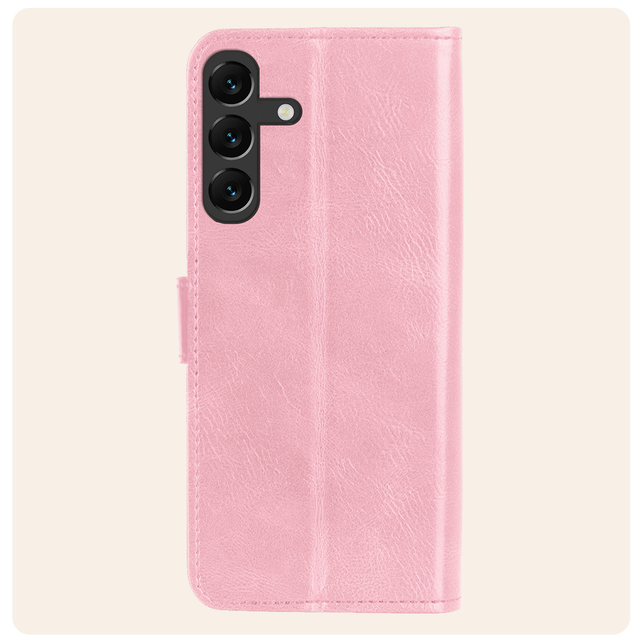 Nomfy Hoesje Geschikt voor Samsung S24 Plus Hoes Bookcase Flipcase Book Cover Met 2x Screenprotector - Hoes Geschikt voor Samsung Galaxy S24 Plus Hoesje Book Case - Lichtroze