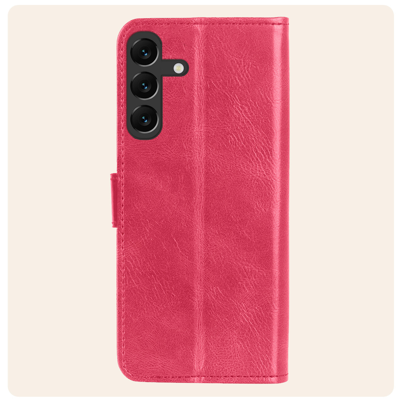 Nomfy Hoesje Geschikt voor Samsung S24 Plus Hoes Bookcase Flipcase Book Cover Met Screenprotector - Hoes Geschikt voor Samsung Galaxy S24 Plus Hoesje Book Case - Donkerroze