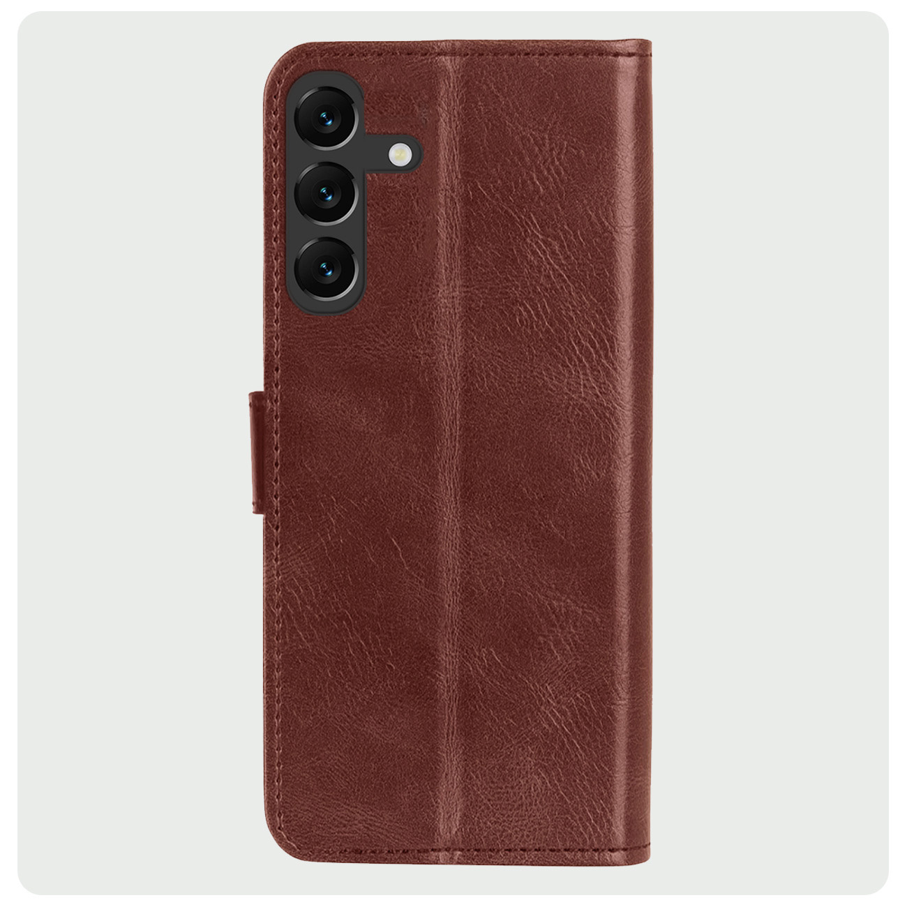 BASEY. Hoes Geschikt voor Samsung S24 Plus Hoesje Bookcase Hoes Flip Case Book Cover Met 2x Screenprotector - Hoesje Geschikt voor Samsung Galaxy S24 Plus Hoes Book Case Hoesje - Bruin