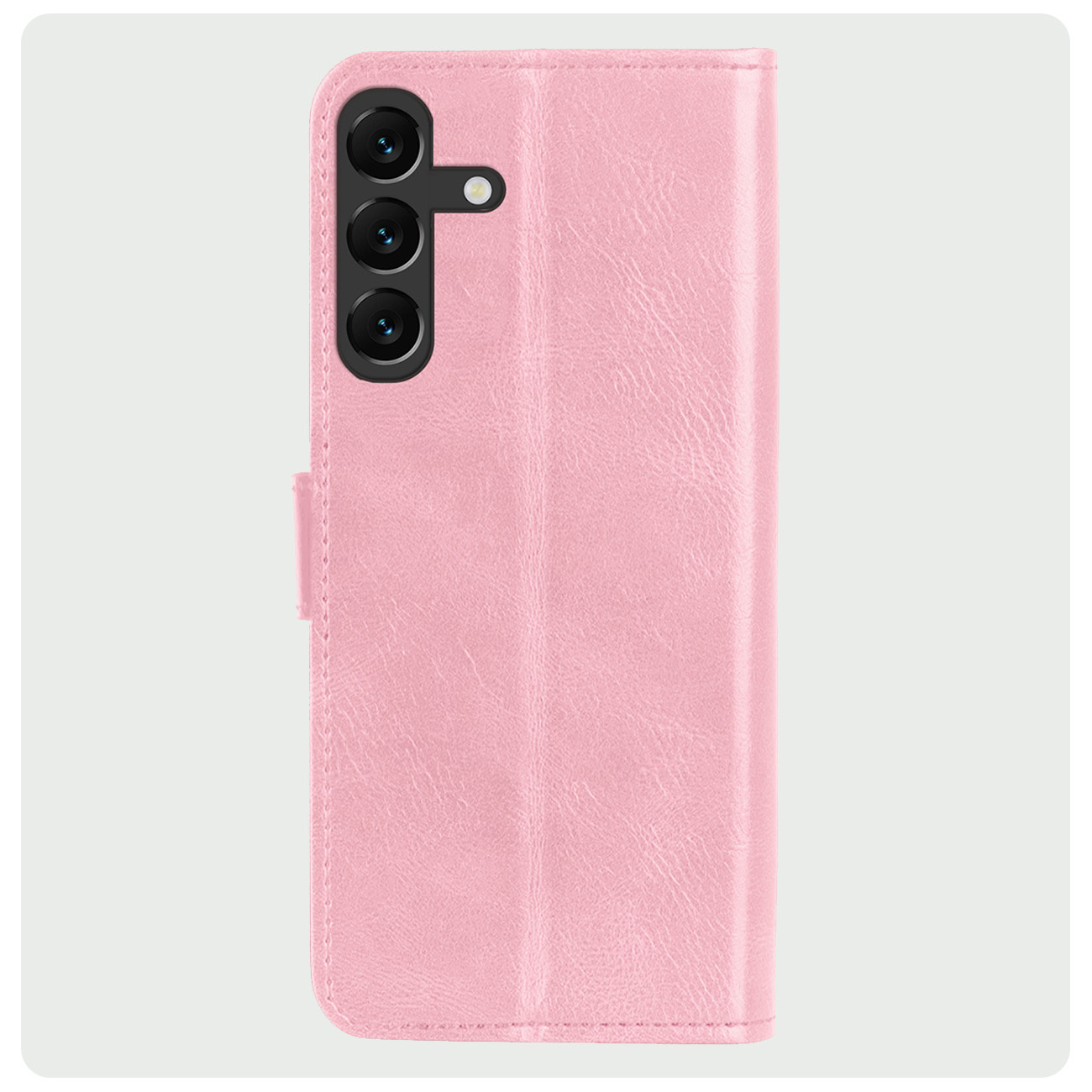 BASEY. Hoes Geschikt voor Samsung S24 Plus Hoesje Bookcase Hoes Flip Case Book Cover Met Screenprotector - Hoesje Geschikt voor Samsung Galaxy S24 Plus Hoes Book Case Hoesje - Lichtroze