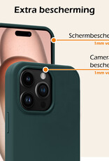 Nomfy Hoesje Geschikt voor iPhone 15 Pro Hoesje Siliconen Cover Case Met 2x Screenprotector - Hoes Geschikt voor iPhone 15 Pro Hoes Back Case - Donkergroen