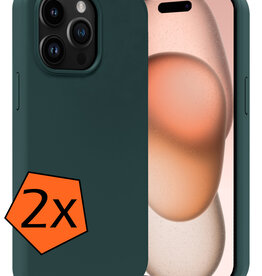 Nomfy Nomfy iPhone 15 Pro Hoesje Siliconen - Donkergroen - 2 PACK