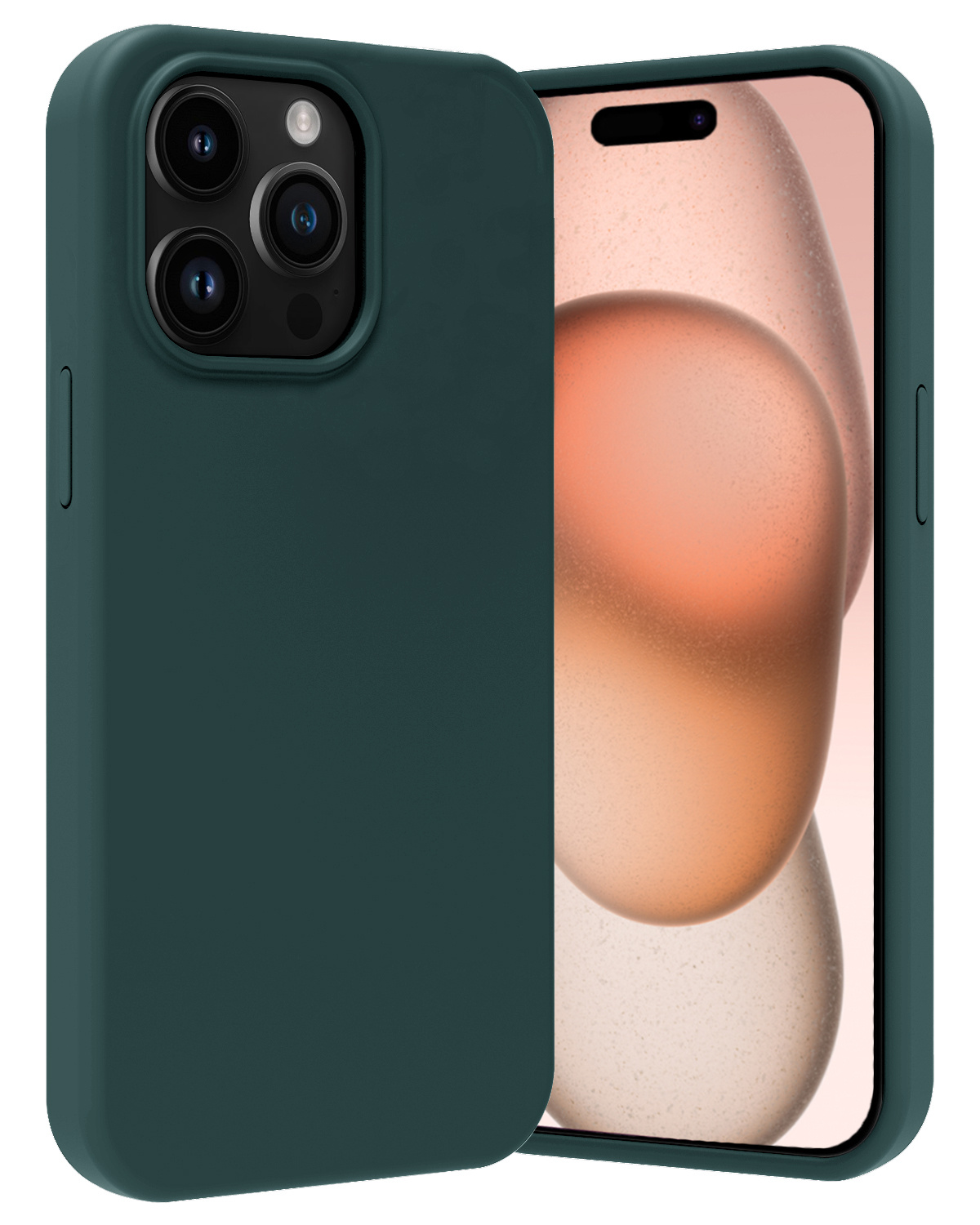 Nomfy Hoesje Geschikt voor iPhone 15 Pro Hoesje Siliconen Cover Case - Hoes Geschikt voor iPhone 15 Pro Hoes Back Case - Donkergroen