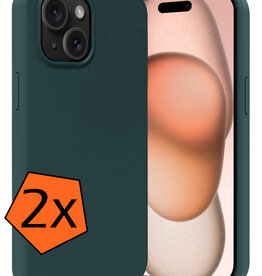 Nomfy Nomfy iPhone 15 Plus Hoesje Siliconen - Donkergroen - 2 PACK