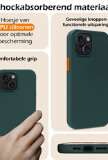 Nomfy Hoesje Geschikt voor iPhone 15 Hoesje Siliconen Cover Case Met Screenprotector - Hoes Geschikt voor iPhone 15 Hoes Back Case - Donkergroen
