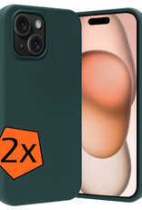 Nomfy Hoesje Geschikt voor iPhone 15 Hoesje Siliconen Cover Case - Hoes Geschikt voor iPhone 15 Hoes Back Case - 2-PACK - Donkergroen