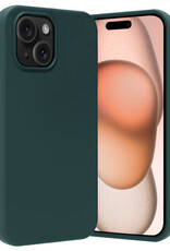 Nomfy Hoesje Geschikt voor iPhone 15 Hoesje Siliconen Cover Case - Hoes Geschikt voor iPhone 15 Hoes Back Case - Donkergroen