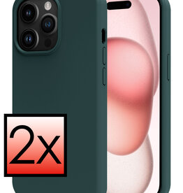 NoXx NoXx iPhone 15 Pro Max Hoesje Siliconen - Donkergroen - 2 PACK