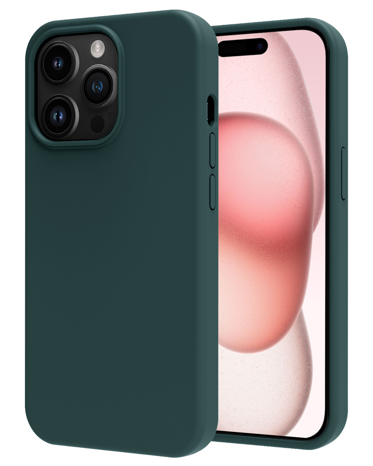 NoXx Hoes Geschikt voor iPhone 15 Pro Max Hoesje Cover Siliconen Back Case Hoes - Donkergroen