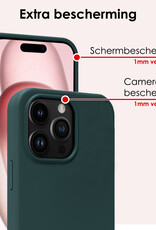 NoXx Hoes Geschikt voor iPhone 15 Pro Hoesje Cover Siliconen Back Case Hoes Met 2x Screenprotector - Donkergroen