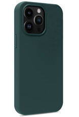 NoXx Hoes Geschikt voor iPhone 15 Pro Hoesje Cover Siliconen Back Case Hoes Met 2x Screenprotector - Donkergroen