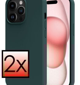 NoXx NoXx iPhone 15 Pro Hoesje Siliconen - Donkergroen - 2 PACK