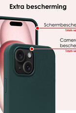 NoXx Hoes Geschikt voor iPhone 15 Plus Hoesje Cover Siliconen Back Case Hoes Met 2x Screenprotector - Donkergroen
