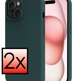 NoXx NoXx iPhone 15 Plus Hoesje Siliconen - Donkergroen - 2 PACK