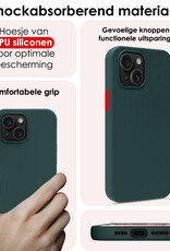 NoXx Hoes Geschikt voor iPhone 15 Hoesje Cover Siliconen Back Case Hoes Met Screenprotector - Donkergroen