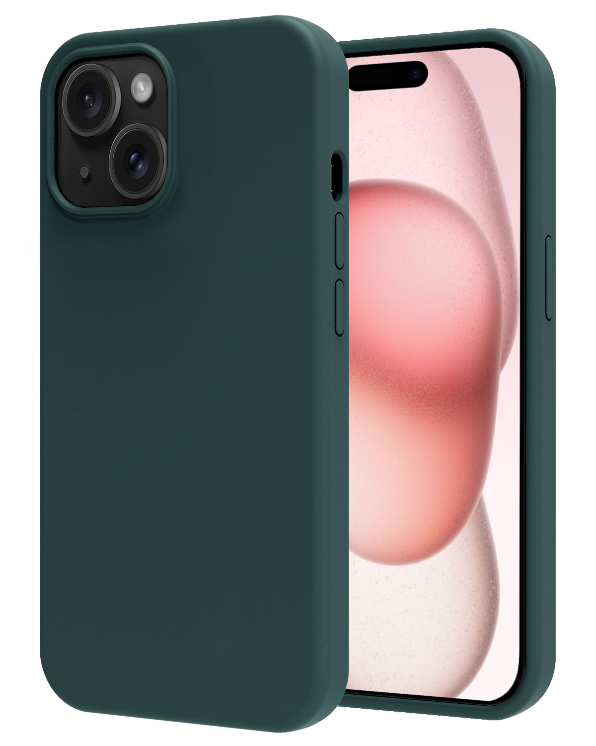 NoXx Hoes Geschikt voor iPhone 15 Hoesje Cover Siliconen Back Case Hoes - Donkergroen
