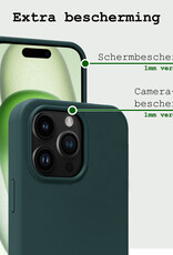 BASEY. Hoes Geschikt voor iPhone 15 Pro Max Hoesje Siliconen Back Cover Case Met Screenprotector - Hoesje Geschikt voor iPhone 15 Pro Max Hoes Cover Hoesje - Donkergroen