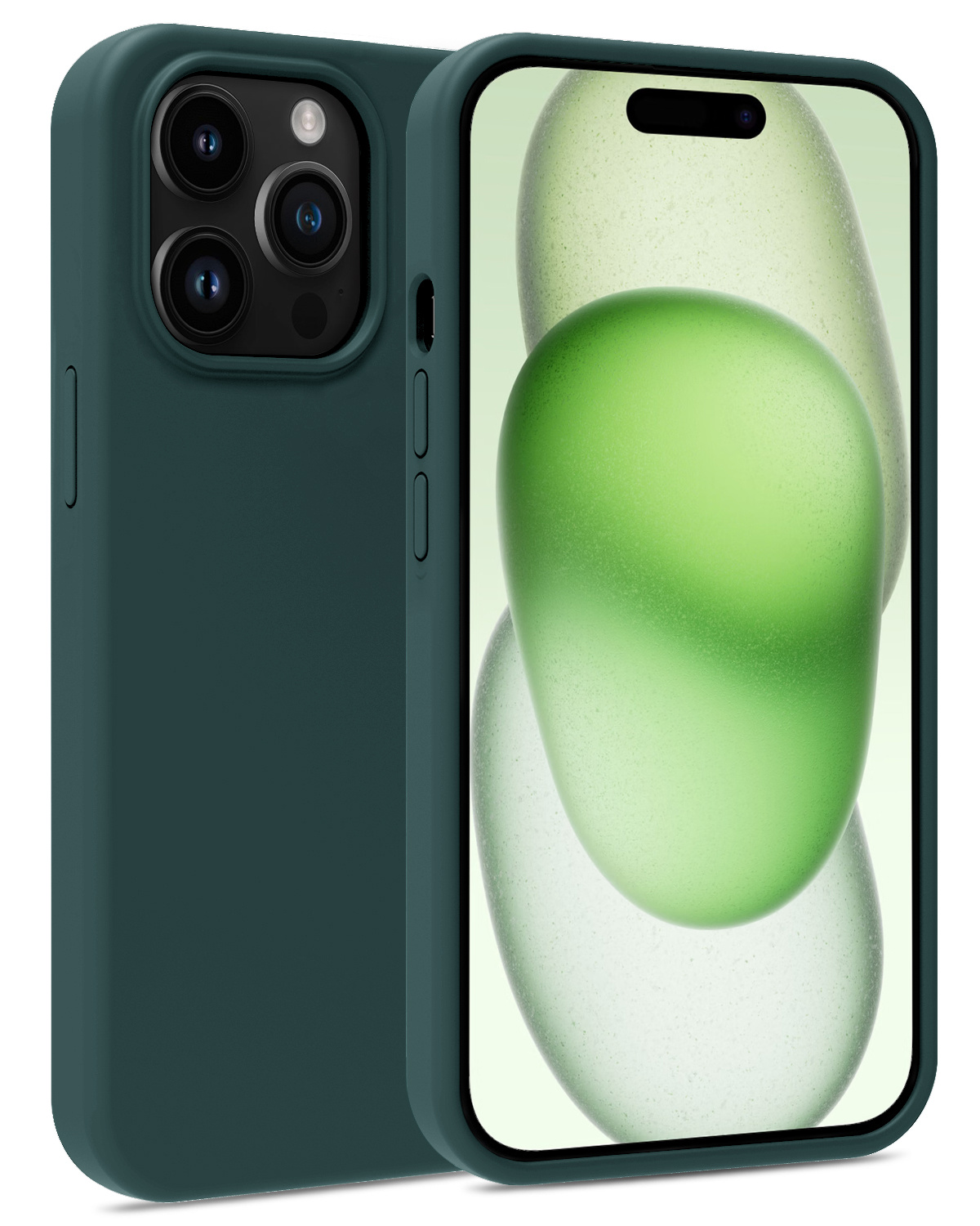 BASEY. Hoes Geschikt voor iPhone 15 Pro Max Hoesje Siliconen Back Cover Case - Hoesje Geschikt voor iPhone 15 Pro Max Hoes Cover Hoesje - Donkergroen