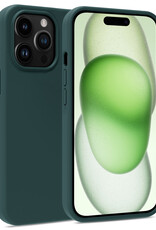 BASEY. Hoes Geschikt voor iPhone 15 Pro Hoesje Siliconen Back Cover Case - Hoesje Geschikt voor iPhone 15 Pro Hoes Cover Hoesje - Donkergroen