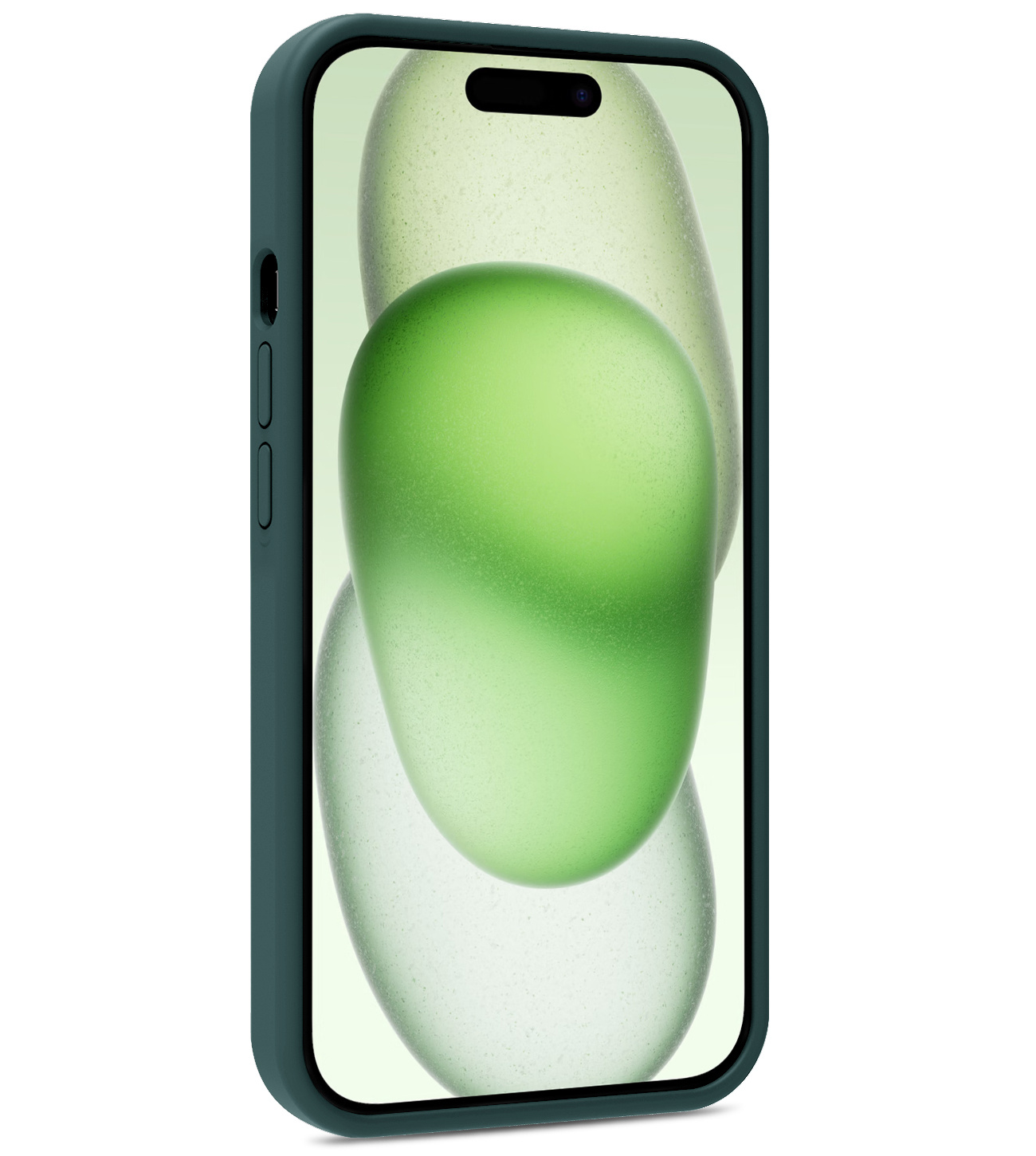 BASEY. Hoes Geschikt voor iPhone 15 Hoesje Siliconen Back Cover Case Met Screenprotector - Hoesje Geschikt voor iPhone 15 Hoes Cover Hoesje - Donkergroen