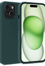 BASEY. Hoes Geschikt voor iPhone 15 Hoesje Siliconen Back Cover Case - Hoesje Geschikt voor iPhone 15 Hoes Cover Hoesje - Donkergroen