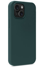BASEY. Hoes Geschikt voor iPhone 15 Hoesje Siliconen Back Cover Case - Hoesje Geschikt voor iPhone 15 Hoes Cover Hoesje - Donkergroen