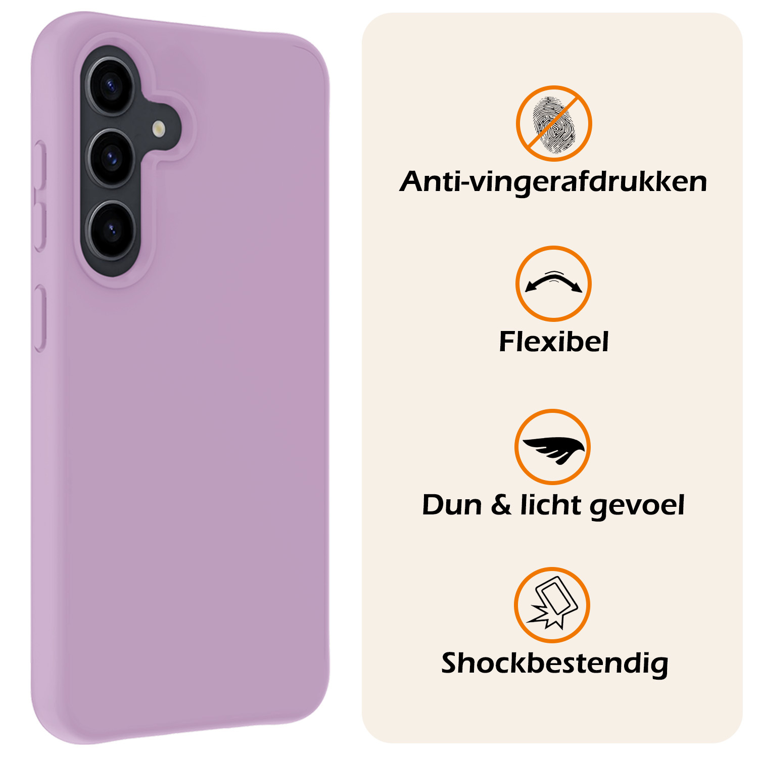 Nomfy Hoesje Geschikt voor Samsung S23 FE Hoesje Siliconen Cover Case Met 2x Screenprotector - Hoes Geschikt voor Samsung Galaxy S23 FE Hoes Back Case - Lila