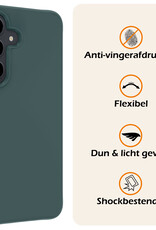 Nomfy Hoesje Geschikt voor Samsung S23 FE Hoesje Siliconen Cover Case Met Screenprotector - Hoes Geschikt voor Samsung Galaxy S23 FE Hoes Back Case - Donkergroen