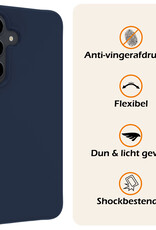 Nomfy Hoesje Geschikt voor Samsung S23 FE Hoesje Siliconen Cover Case Met Screenprotector - Hoes Geschikt voor Samsung Galaxy S23 FE Hoes Back Case - Donkerblauw