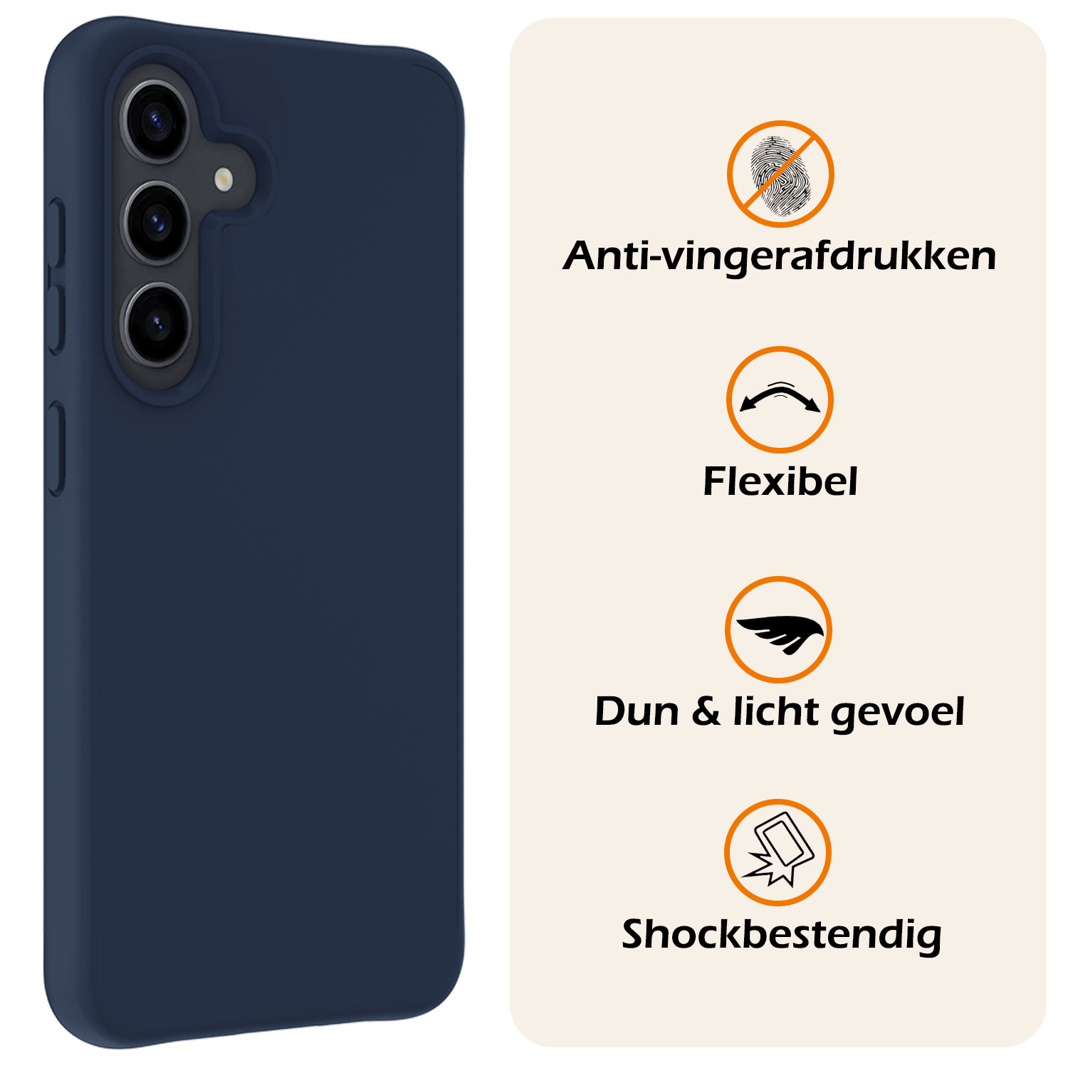Nomfy Hoesje Geschikt voor Samsung S23 FE Hoesje Siliconen Cover Case Met Screenprotector - Hoes Geschikt voor Samsung Galaxy S23 FE Hoes Back Case - Donkerblauw