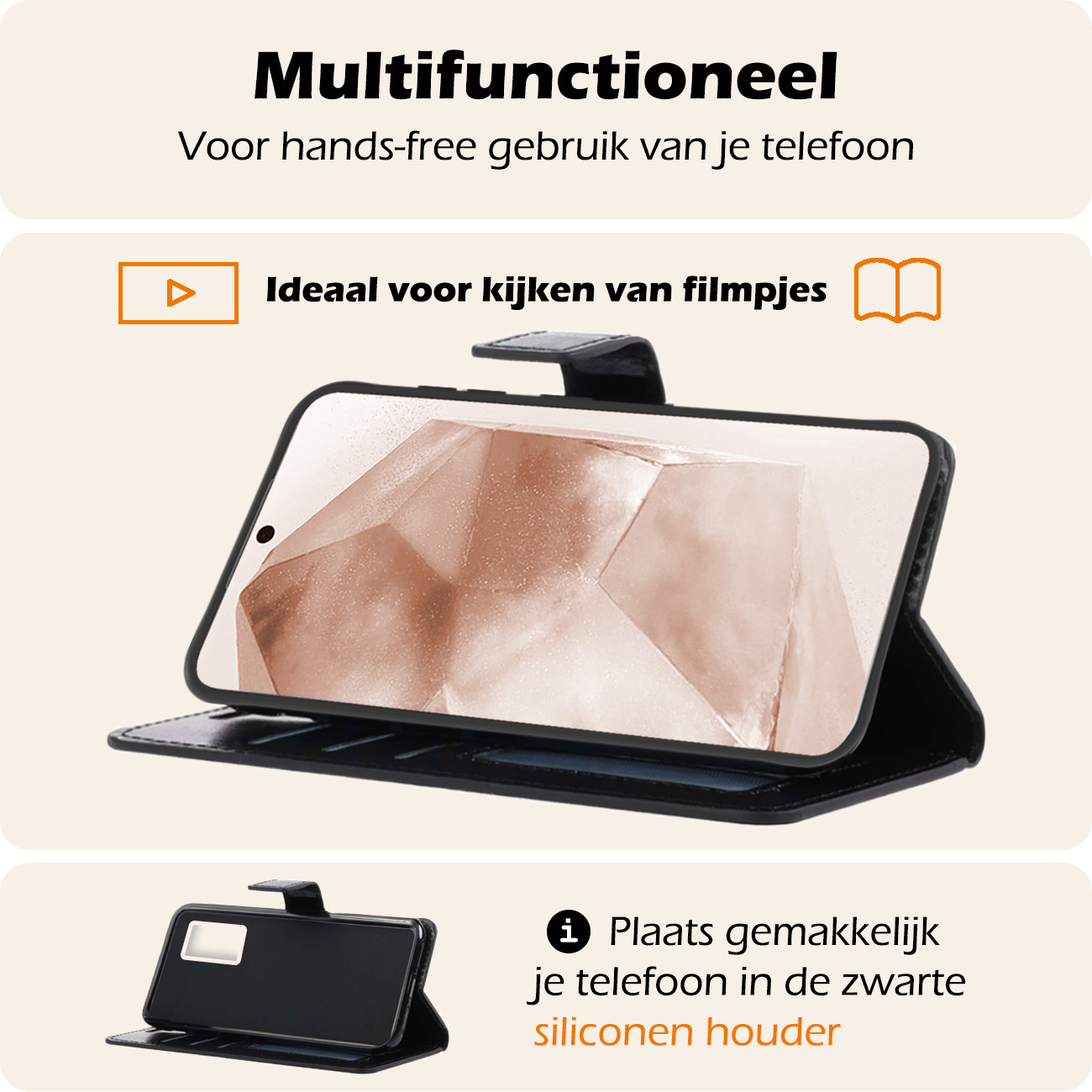 Nomfy Hoesje Geschikt voor Samsung A55 Hoes Bookcase Flipcase Book Cover - Hoes Geschikt voor Samsung Galaxy A55 Hoesje Book Case - Zwart