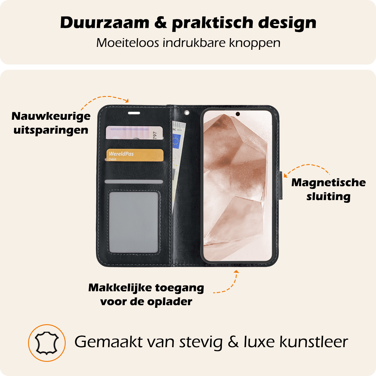 Nomfy Hoesje Geschikt voor Samsung A55 Hoes Bookcase Flipcase Book Cover - Hoes Geschikt voor Samsung Galaxy A55 Hoesje Book Case - Zwart