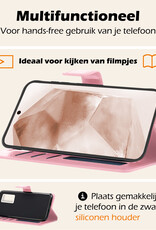 Nomfy Hoesje Geschikt voor Samsung A55 Hoes Bookcase Flipcase Book Cover - Hoes Geschikt voor Samsung Galaxy A55 Hoesje Book Case - Lichtroze