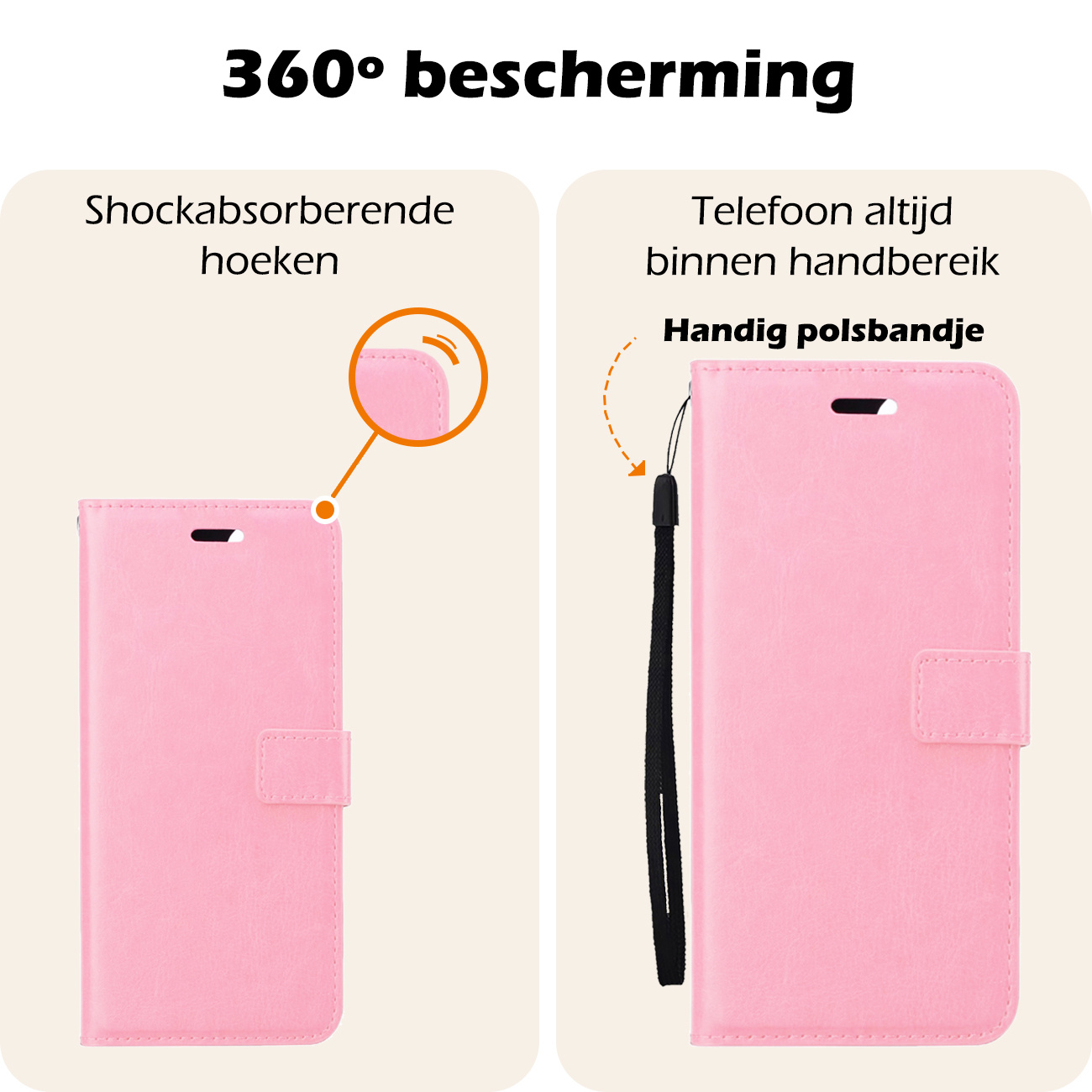 Nomfy Hoesje Geschikt voor Samsung A55 Hoes Bookcase Flipcase Book Cover - Hoes Geschikt voor Samsung Galaxy A55 Hoesje Book Case - Lichtroze