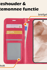 Nomfy Hoesje Geschikt voor Samsung A55 Hoes Bookcase Flipcase Book Cover - Hoes Geschikt voor Samsung Galaxy A55 Hoesje Book Case - Donkerroze