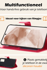 Nomfy Hoesje Geschikt voor Samsung A55 Hoes Bookcase Flipcase Book Cover - Hoes Geschikt voor Samsung Galaxy A55 Hoesje Book Case - Donkerroze