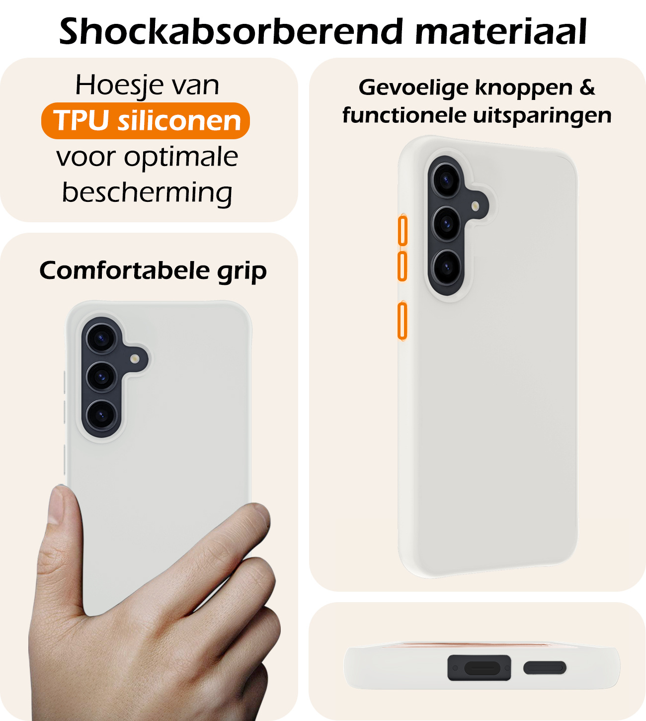 Nomfy Hoesje Geschikt voor Samsung A55 Hoesje Siliconen Cover Case - Hoes Geschikt voor Samsung Galaxy A55 Hoes Back Case - 2-PACK - Wit