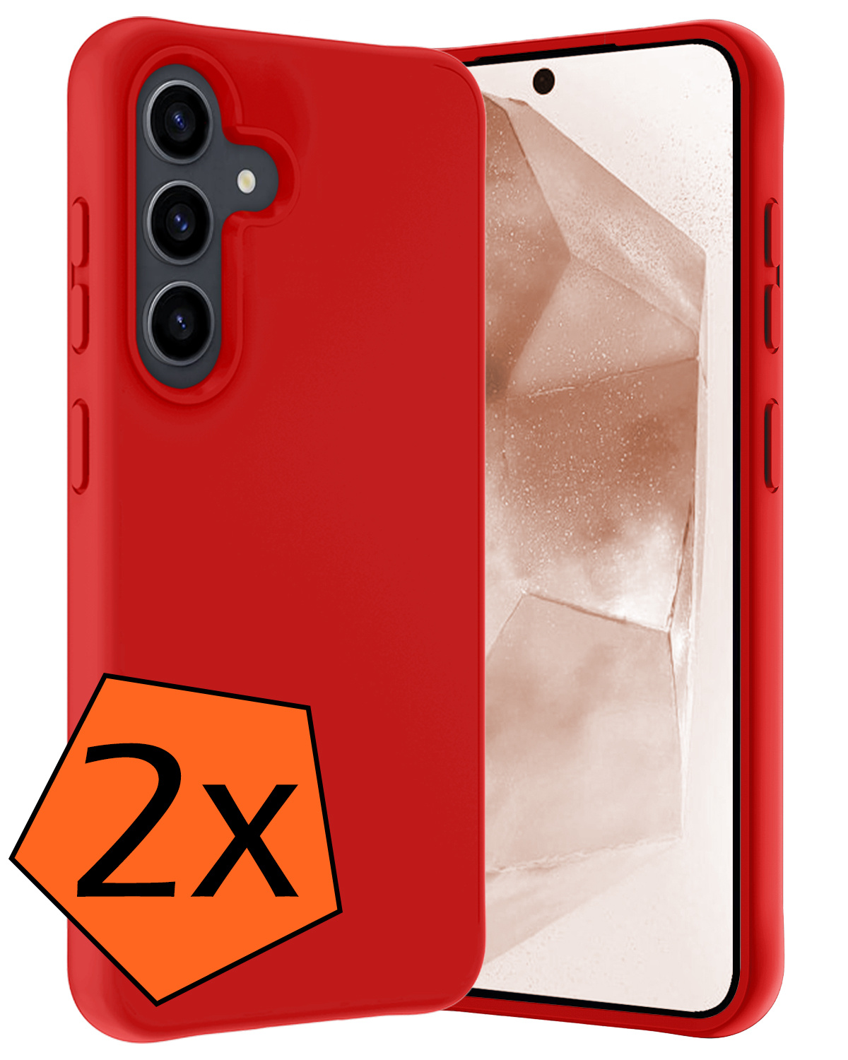 Nomfy Hoesje Geschikt voor Samsung A55 Hoesje Siliconen Cover Case - Hoes Geschikt voor Samsung Galaxy A55 Hoes Back Case - 2-PACK - Rood