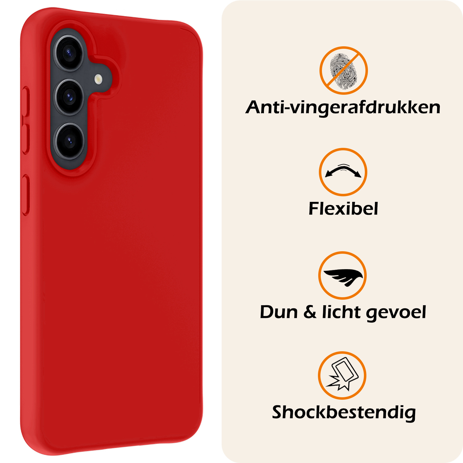 Nomfy Hoesje Geschikt voor Samsung A55 Hoesje Siliconen Cover Case - Hoes Geschikt voor Samsung Galaxy A55 Hoes Back Case - 2-PACK - Rood