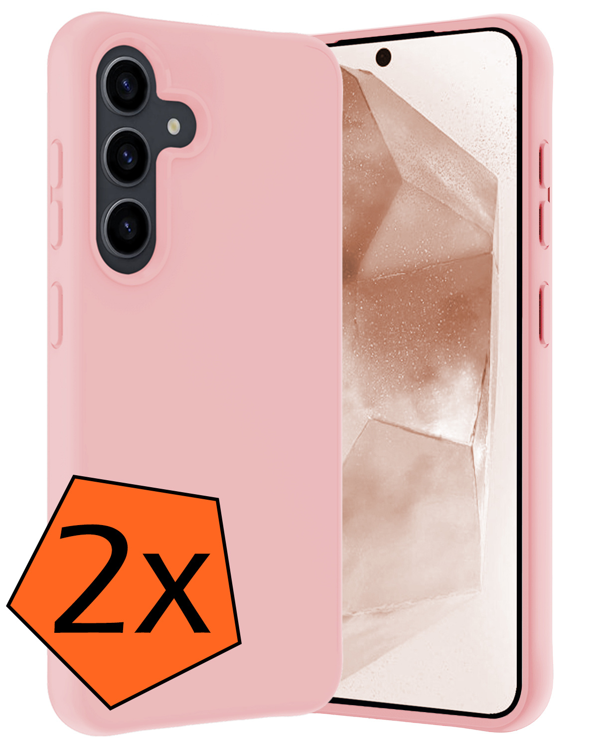 Nomfy Hoesje Geschikt voor Samsung A55 Hoesje Siliconen Cover Case - Hoes Geschikt voor Samsung Galaxy A55 Hoes Back Case - 2-PACK - Lichtroze