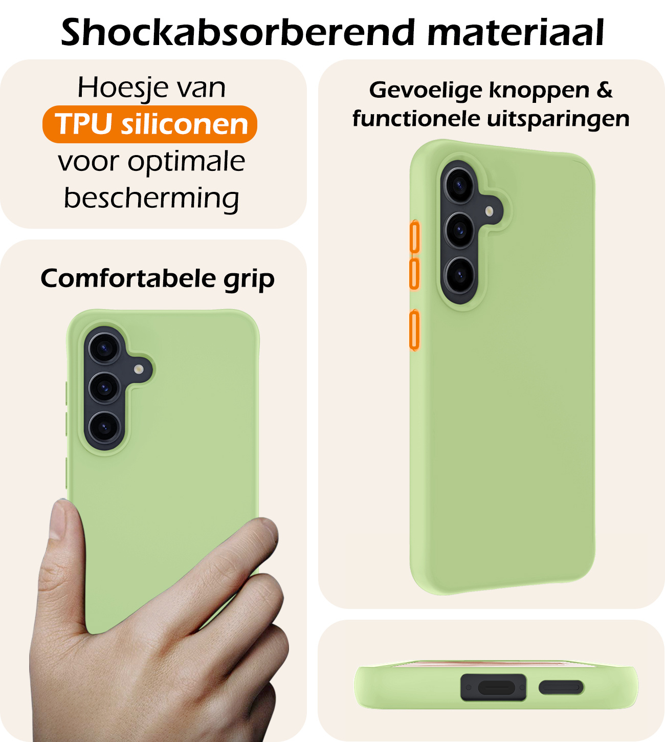 Nomfy Hoesje Geschikt voor Samsung A55 Hoesje Siliconen Cover Case - Hoes Geschikt voor Samsung Galaxy A55 Hoes Back Case - 2-PACK - Groen