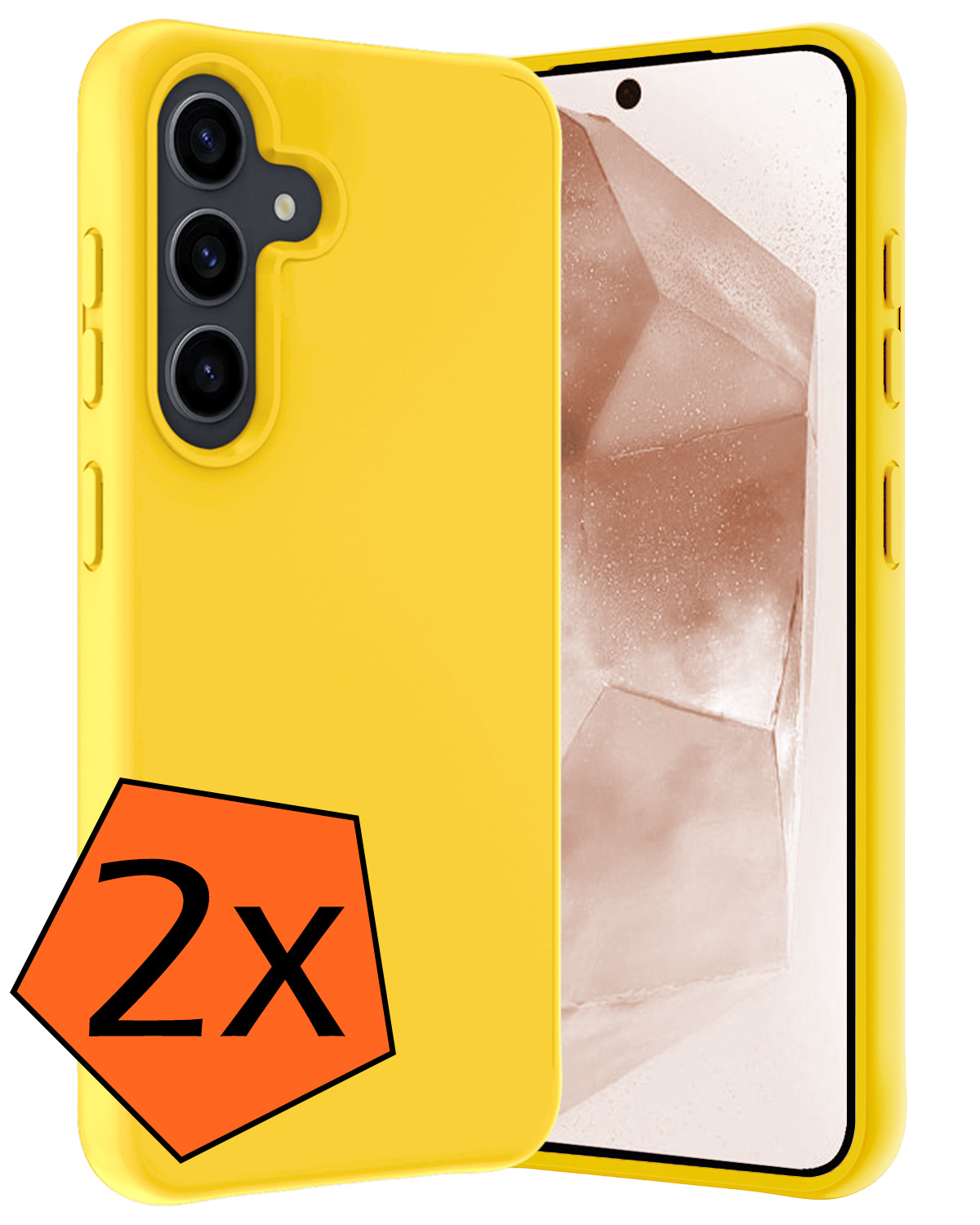 Nomfy Hoesje Geschikt voor Samsung A55 Hoesje Siliconen Cover Case - Hoes Geschikt voor Samsung Galaxy A55 Hoes Back Case - 2-PACK - Geel