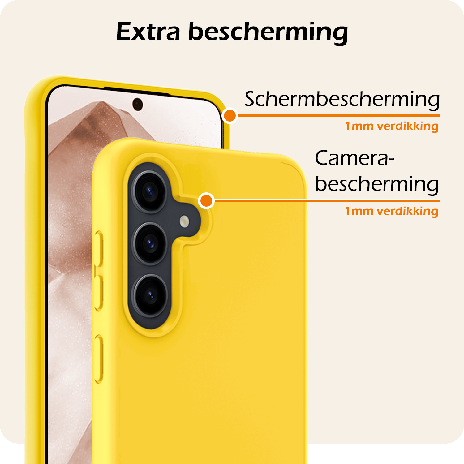 Nomfy Hoesje Geschikt voor Samsung A55 Hoesje Siliconen Cover Case - Hoes Geschikt voor Samsung Galaxy A55 Hoes Back Case - 2-PACK - Geel
