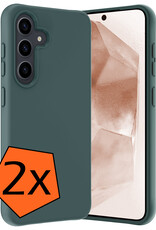 Nomfy Hoesje Geschikt voor Samsung A55 Hoesje Siliconen Cover Case - Hoes Geschikt voor Samsung Galaxy A55 Hoes Back Case - 2-PACK - Donkergroen