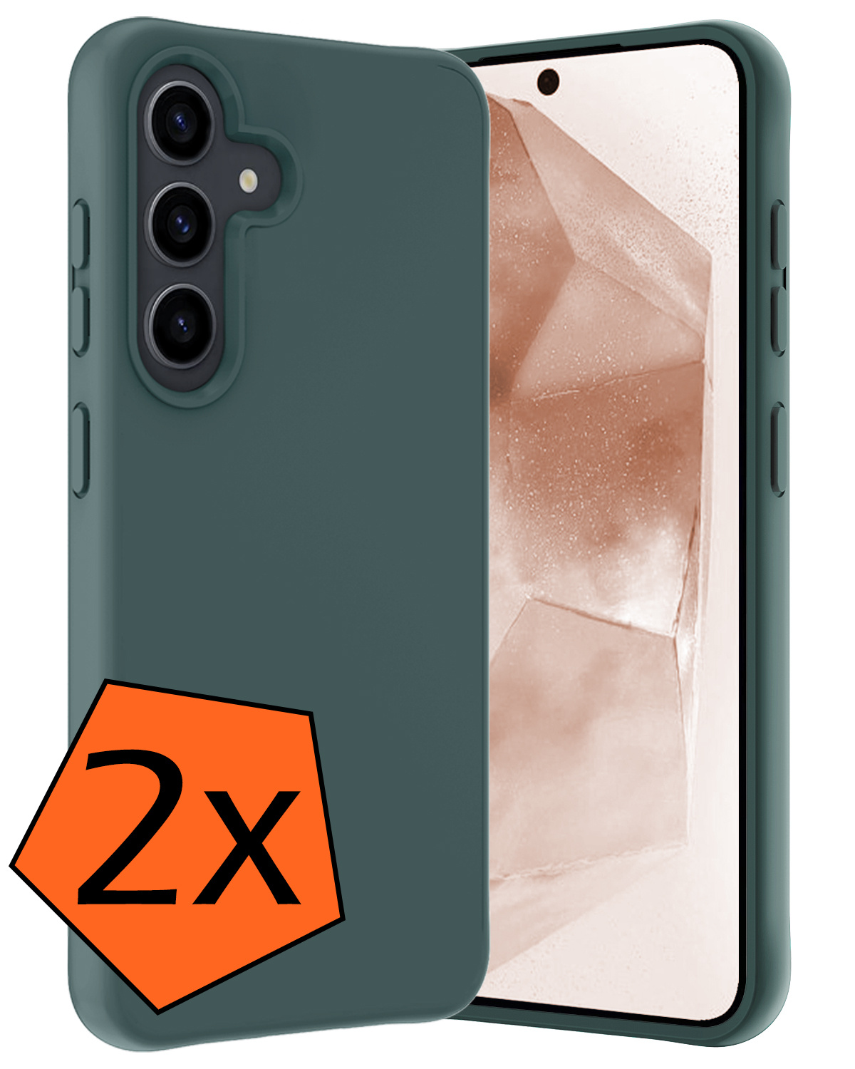Nomfy Hoesje Geschikt voor Samsung A55 Hoesje Siliconen Cover Case - Hoes Geschikt voor Samsung Galaxy A55 Hoes Back Case - 2-PACK - Donkergroen