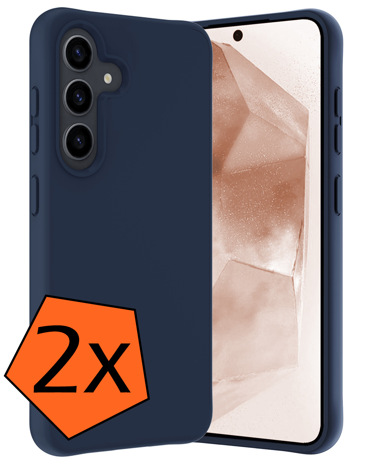 Nomfy Hoesje Geschikt voor Samsung A55 Hoesje Siliconen Cover Case - Hoes Geschikt voor Samsung Galaxy A55 Hoes Back Case - 2-PACK - Donkerblauw